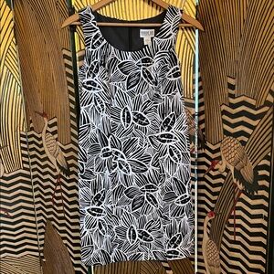 Vintage Robbie Bee Petite Black and White Leaf Print Tropical Art Deco